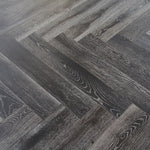 Black Stained & White Oiled Parquet Herringbone 900x150x14/3mm WHO1403