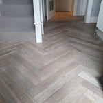 Oak Brushed & Smoked White Oiled Parquet Herringbone 600x90x18/4mm WHO1801