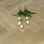 Oak Brushed L-Grey Lacquered Herringbone Engineered Wood Flooring 605x125x15/4mm WHO1501