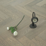 Oak Brushed L-Charcoal Lacquered Herringbone Engineered Wood Flooring 605x125x15/4mm WHO1502