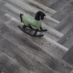 Black Stained & White Oiled Parquet Herringbone 900x150x14/3mm WHO1403