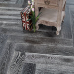 Black Stained & White Oiled Parquet Herringbone 900x150x14/3mm WHO1403