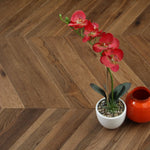 Double Smoked & UV Oiled Dark Chevron Flooring 600x90x18/4mm WSR1804
