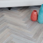 Oak Brushed & Smoked White Oiled Parquet Herringbone 600x90x18/4mm WHO1801