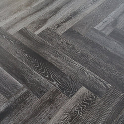 Black Stained & White Oiled Parquet Herringbone HO1403