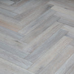 Oak Brushed & Smoked White Oiled Parquet Herringbone 600x90x18/4mm WHO1801